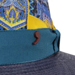 Palcanto Panama Brim Leinenhut By Alfonso DEste -Hutshopping-Shop Palcanto Panama Brim Leinenhut by Alfonso D Este blau gelb.61693 4rf217
