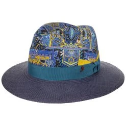 Palcanto Panama Brim Leinenhut By Alfonso DEste -Hutshopping-Shop Palcanto Panama Brim Leinenhut by Alfonso D Este blau gelb.61693 rf217